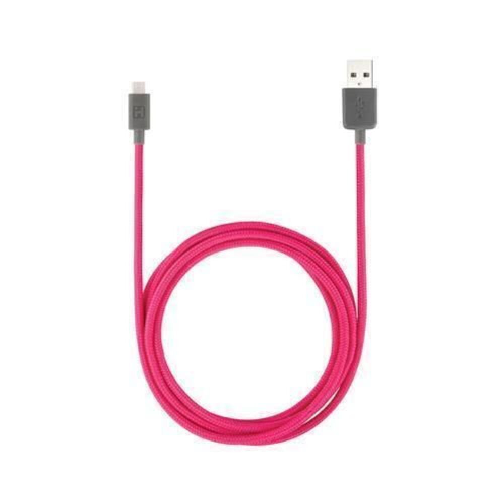 New iHome Micro USB 2.0 Cable Nylon Charge & Sync Cable‎ Pink 5 ft.